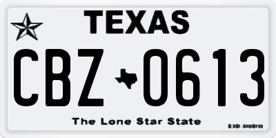 TX license plate CBZ0613