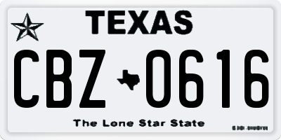 TX license plate CBZ0616