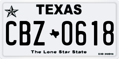 TX license plate CBZ0618