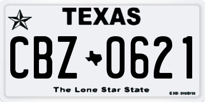 TX license plate CBZ0621