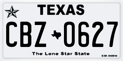 TX license plate CBZ0627