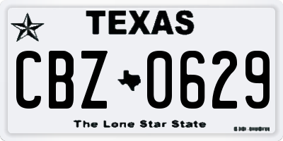 TX license plate CBZ0629