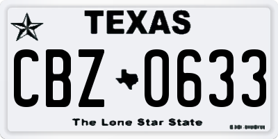 TX license plate CBZ0633