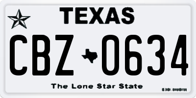 TX license plate CBZ0634
