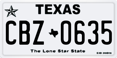 TX license plate CBZ0635