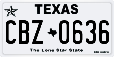 TX license plate CBZ0636