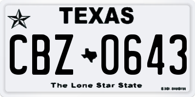 TX license plate CBZ0643