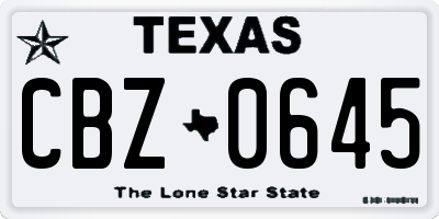 TX license plate CBZ0645