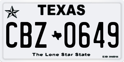 TX license plate CBZ0649