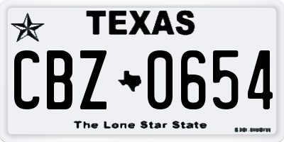 TX license plate CBZ0654