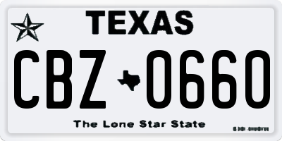 TX license plate CBZ0660