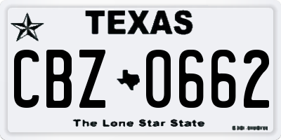 TX license plate CBZ0662