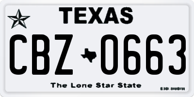 TX license plate CBZ0663