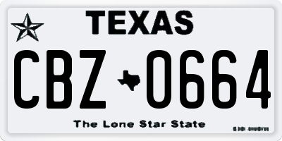 TX license plate CBZ0664