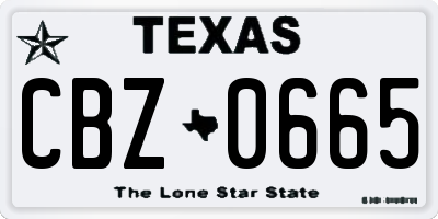 TX license plate CBZ0665