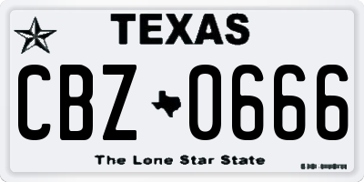 TX license plate CBZ0666
