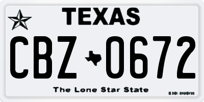 TX license plate CBZ0672