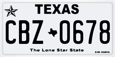 TX license plate CBZ0678