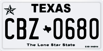 TX license plate CBZ0680