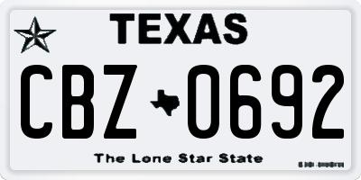 TX license plate CBZ0692