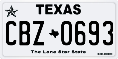 TX license plate CBZ0693