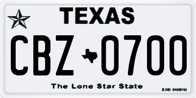 TX license plate CBZ0700