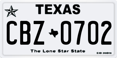 TX license plate CBZ0702