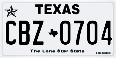 TX license plate CBZ0704