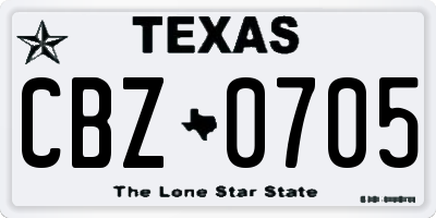 TX license plate CBZ0705