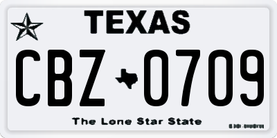 TX license plate CBZ0709