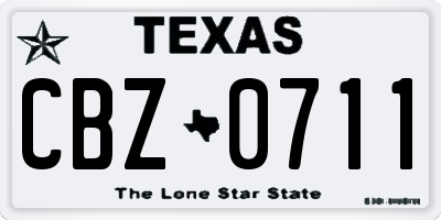 TX license plate CBZ0711