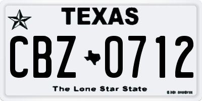 TX license plate CBZ0712