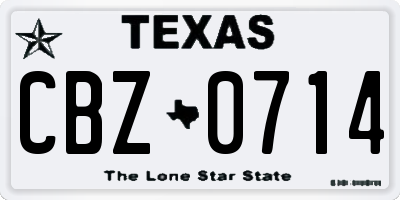 TX license plate CBZ0714