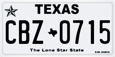 TX license plate CBZ0715