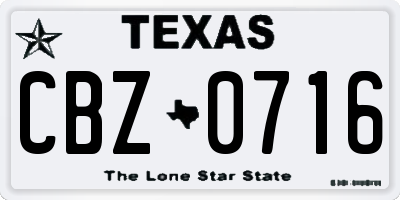 TX license plate CBZ0716