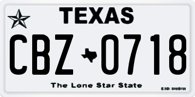 TX license plate CBZ0718
