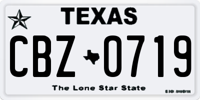 TX license plate CBZ0719
