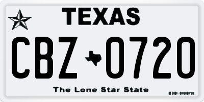 TX license plate CBZ0720