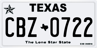 TX license plate CBZ0722