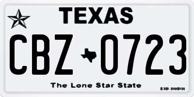 TX license plate CBZ0723