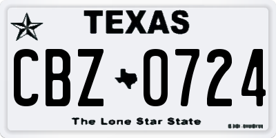 TX license plate CBZ0724