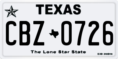 TX license plate CBZ0726