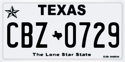 TX license plate CBZ0729