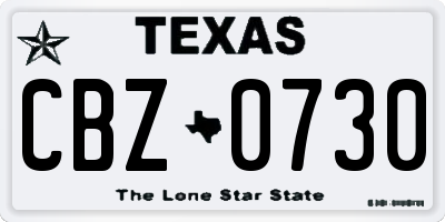 TX license plate CBZ0730
