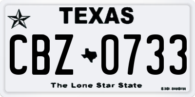TX license plate CBZ0733