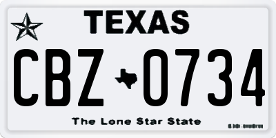 TX license plate CBZ0734