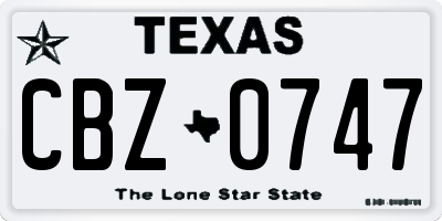 TX license plate CBZ0747