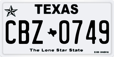 TX license plate CBZ0749