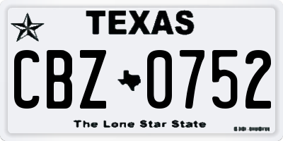 TX license plate CBZ0752