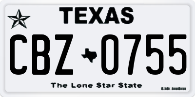 TX license plate CBZ0755